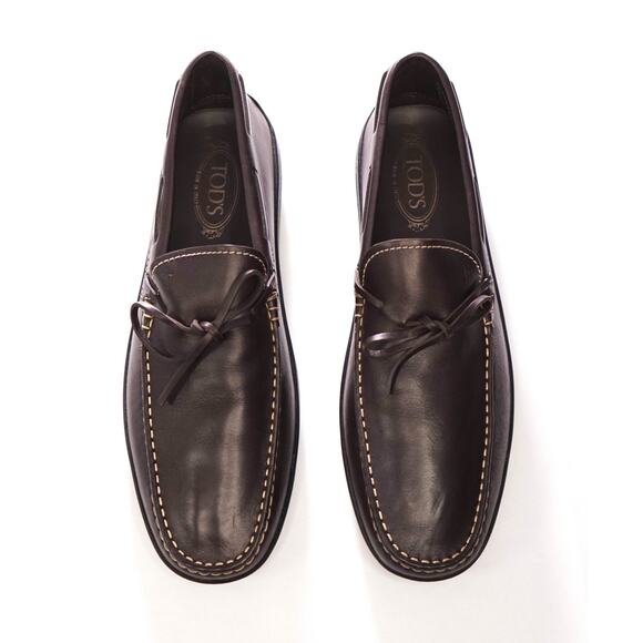 $995 TOD\'S - Dark Brown Leather Boat Shoes - US 12.5 (11.5UK)